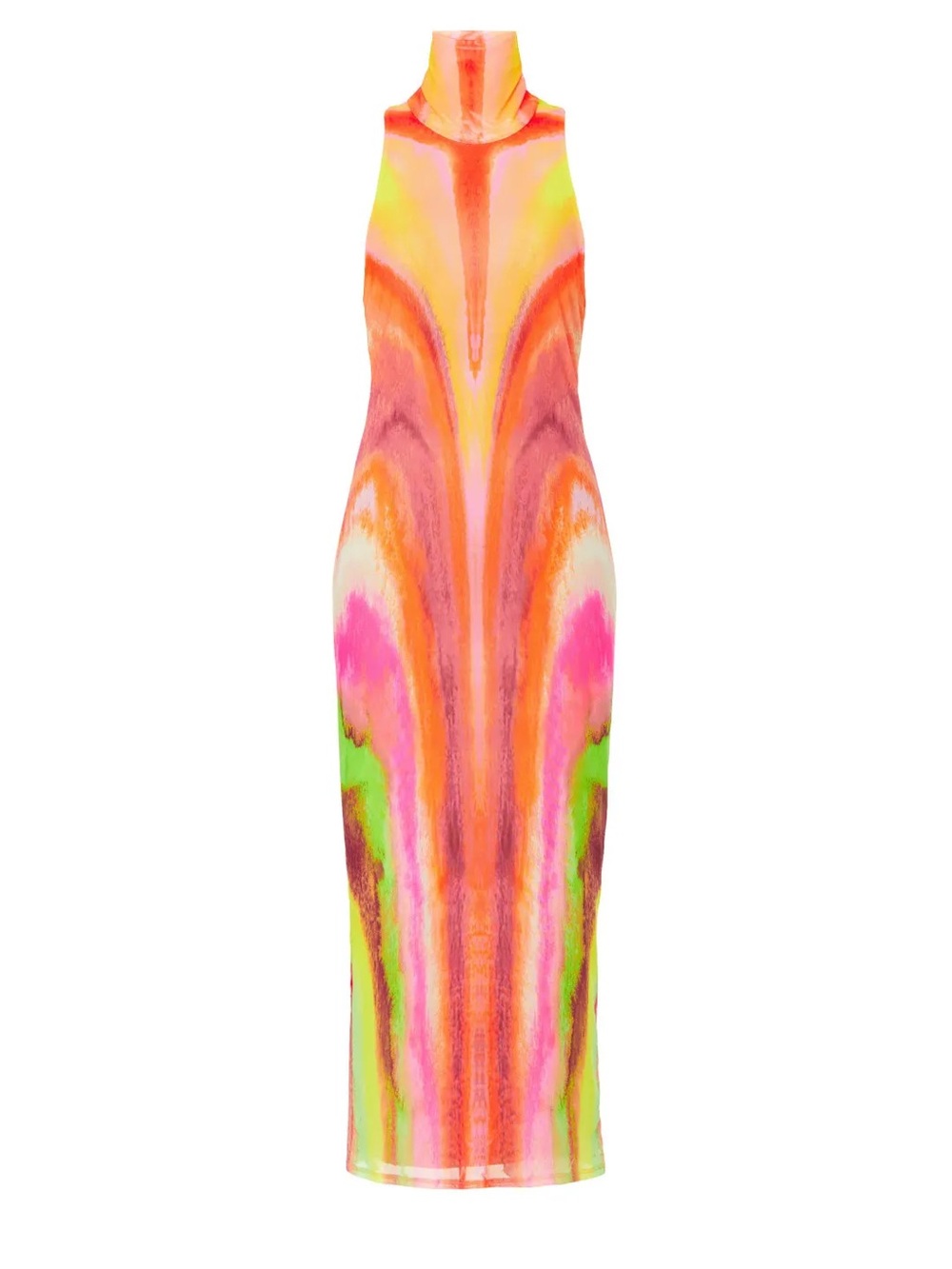 AFRM Neon Marble-Print Midi Dress in Pink, Orange, Yellow & Green - Picture 1 of 4